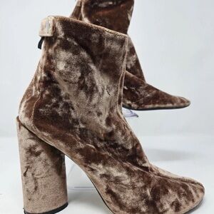 Public Desire Brown Velvet Heeled Boots